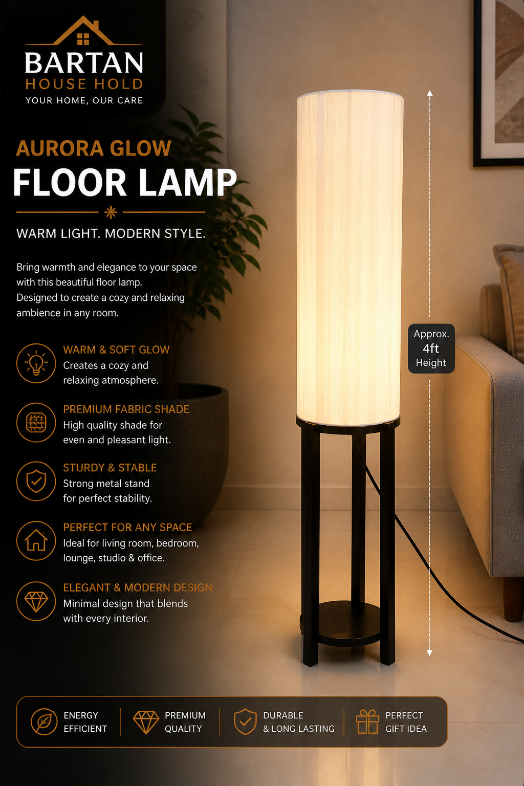 Aurora Glow Cylinder Floor Lamp