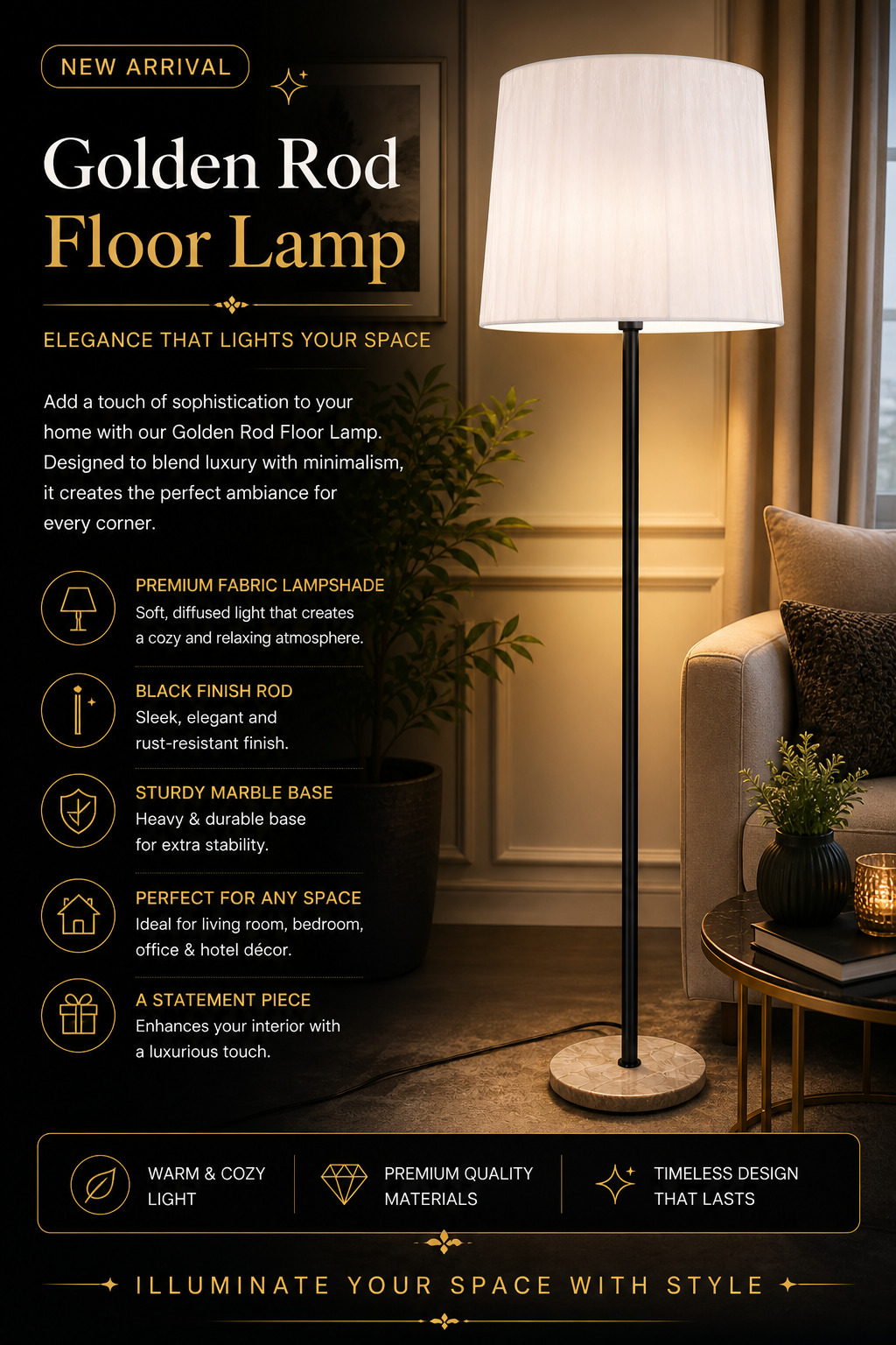 Black Rod Floor Lamp