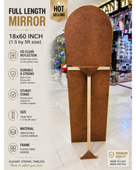 Full-length mirror with specifications on a white background